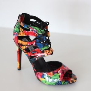 Multi-colored, Floral Print Heels